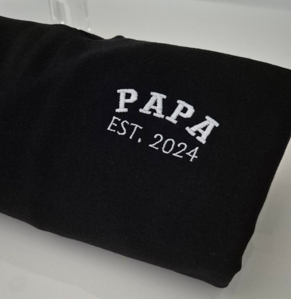 Daddy / Dada / Papa Custom Embroidered Sweatshirt with names on sleeve