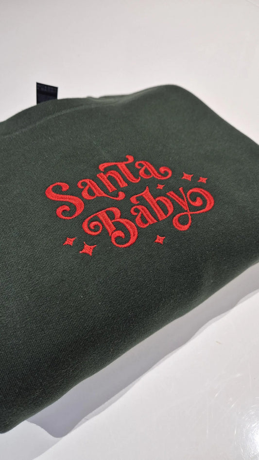 Santa Baby Embroidered Sweatshirt - UK made - Christmas Sweatshirt